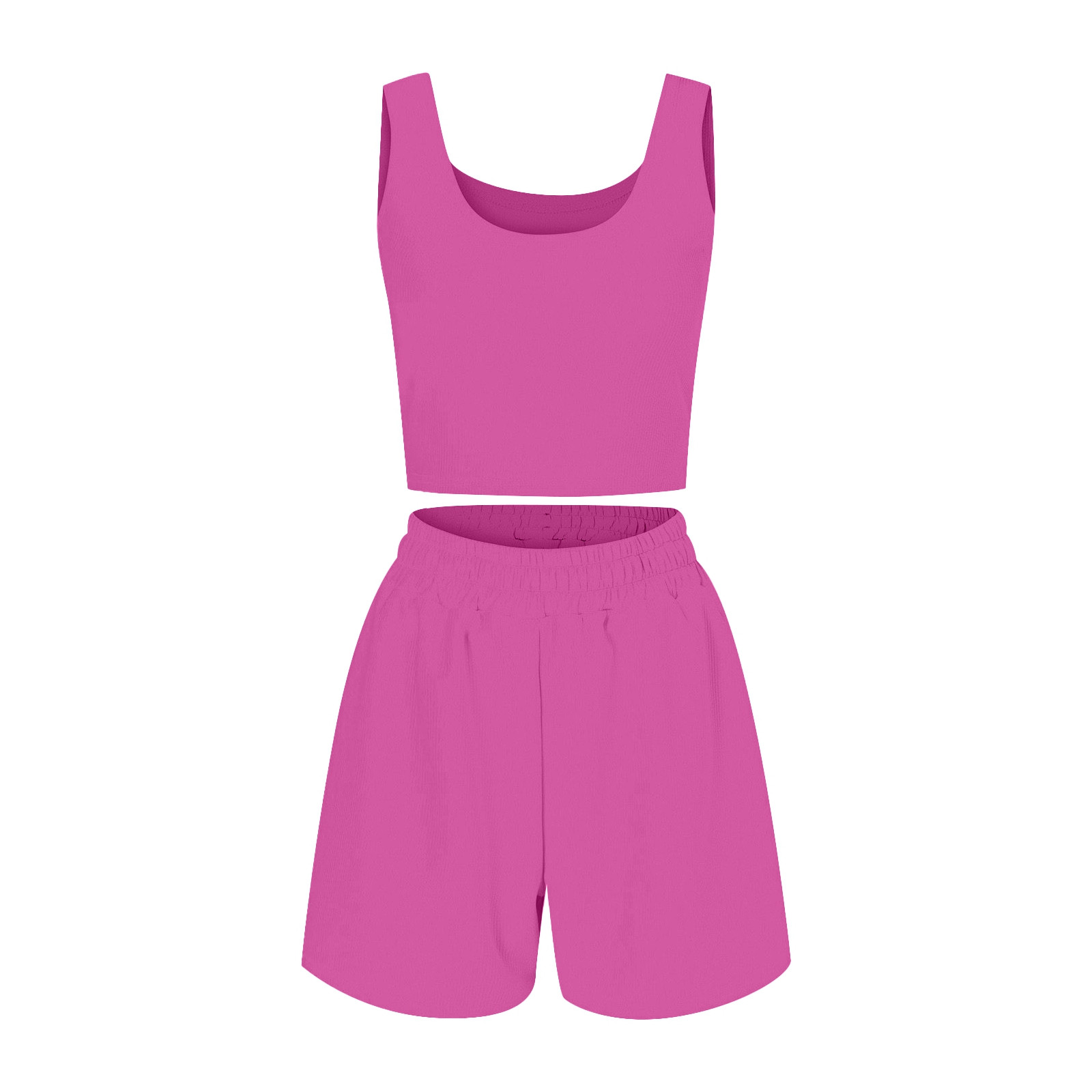 thumbnail image 4 of Conjunto de dos piezas de verano para mujer: top corto sin mangas y pantalones cortos de cintura alta, encaje de nailon y spandex, para todo tipo de cuerpos, 4 of 4